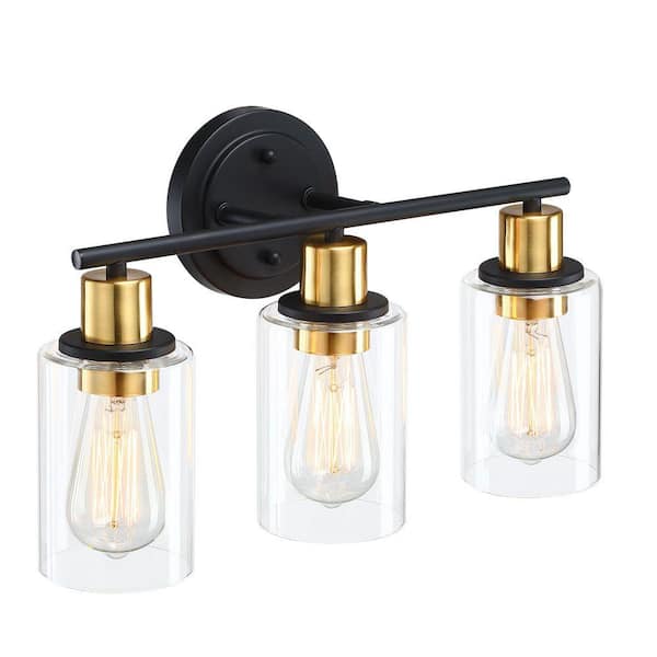 Avex 3-Light Bronze Wall Sconce with Clear Glass Shade, No Bulbs Included