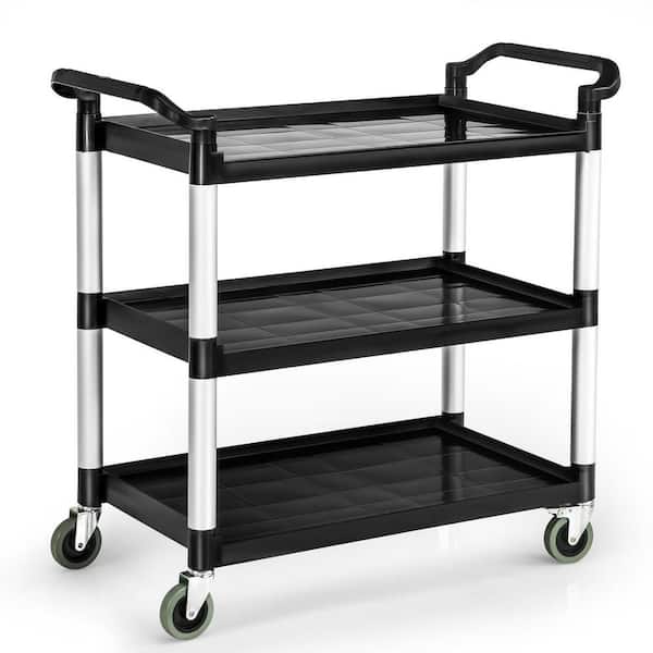 ANGELES HOME 32 in. W x 16 in. D x 38 in. H Aluminum Rolling Utility Cart Kitchen Cart, Hold 165 lbs Each Tier