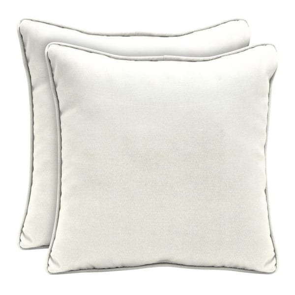 Home Decorators Collection Sunbrella Canvas White Square Outdoor Throw Pillow (2-Pack)