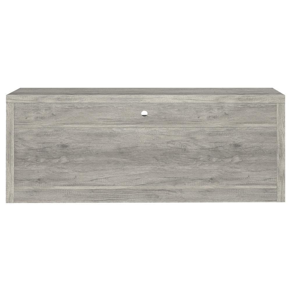 Modern Driftwood Gray TV Console with 2 Drawers and Open Shelving