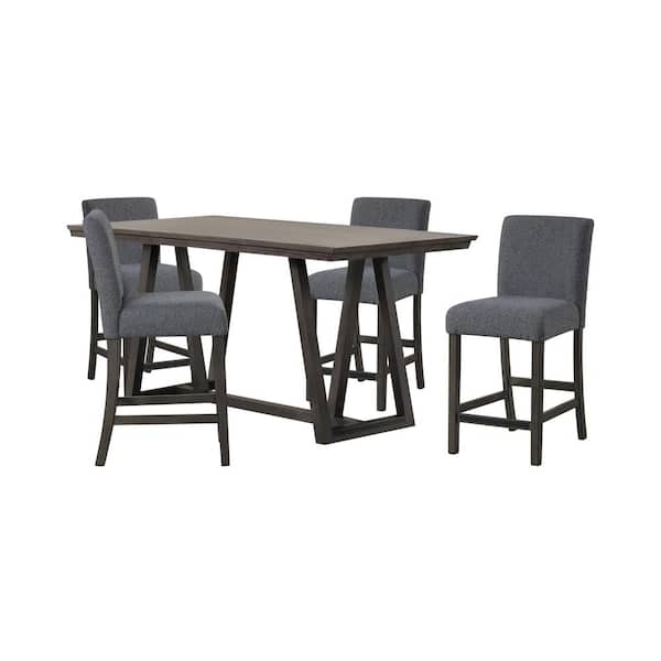 High Line 5-Piece Gray Wood Top Counter Table Set (Seats-4)