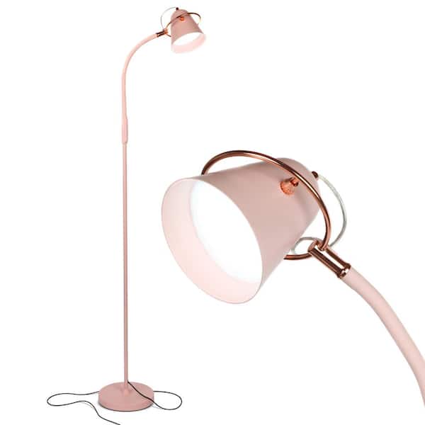 Brightech Zoey 65 in. Pastel Pink Industrial 1-Light Dimming and Color Temperature Adjustable LED Floor Lamp with Pink Cone Shade