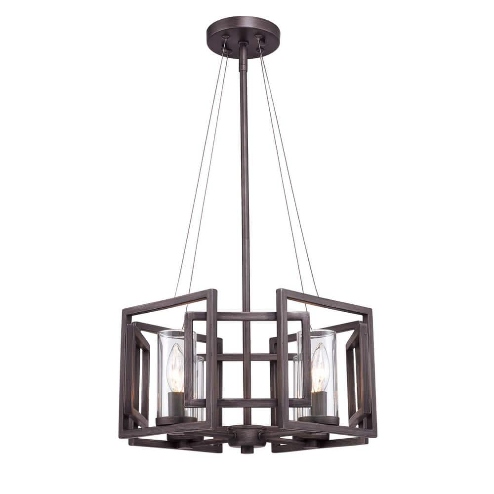 Gunmetal Bronze Semi-Flush Mount with Clear Glass