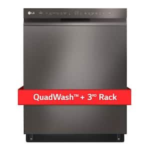 24 in. PrintProof Black Stainless Steel Front Control Dishwasher