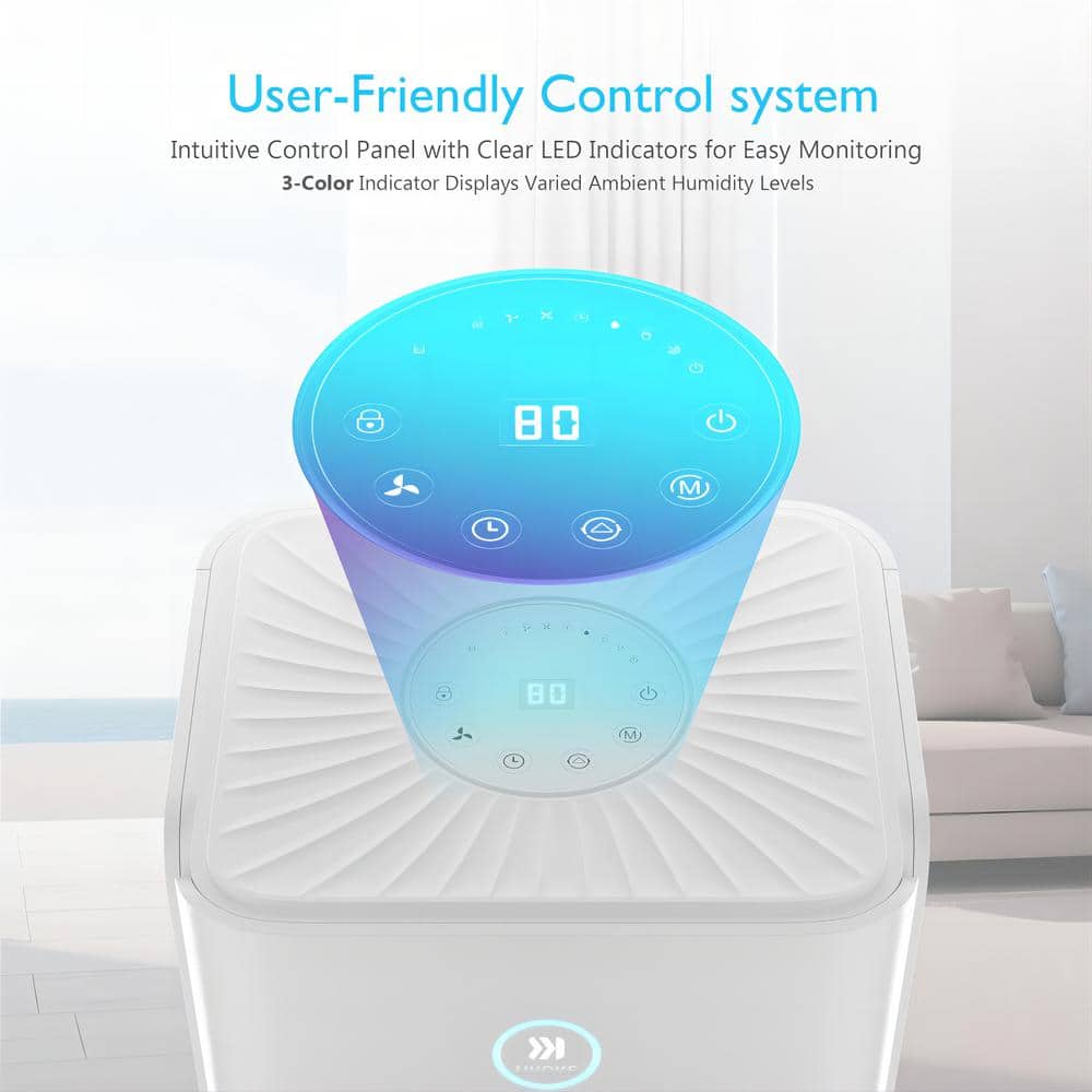 1750 Sq. Ft White Portable Dehumidifier with Touch Control