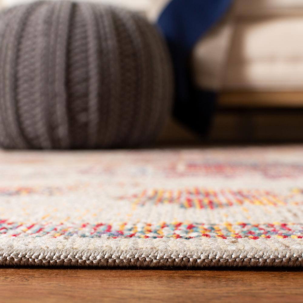 Elysian Blooms Light Blue & Burgundy Floral Synthetic Square Rug