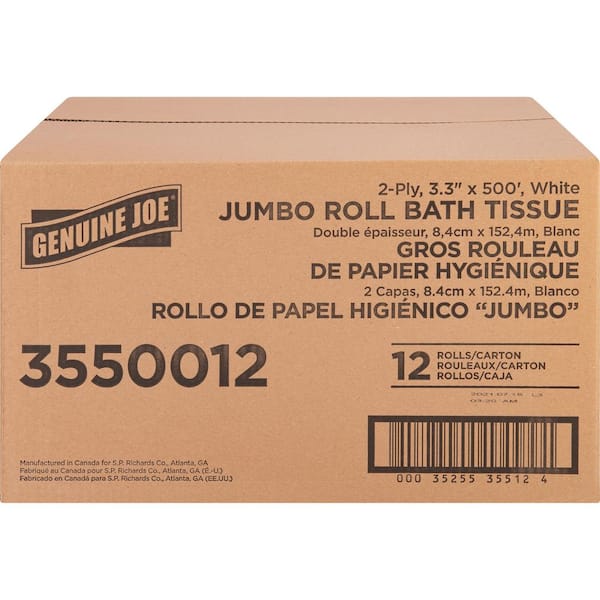 Genuine Joe Jumbo Jr Dispenser Toilet Tissue Rolls, 2-Ply Genuine Joe Jumbo Jr Dispenser Toilet Tissue Rolls, 2-Ply