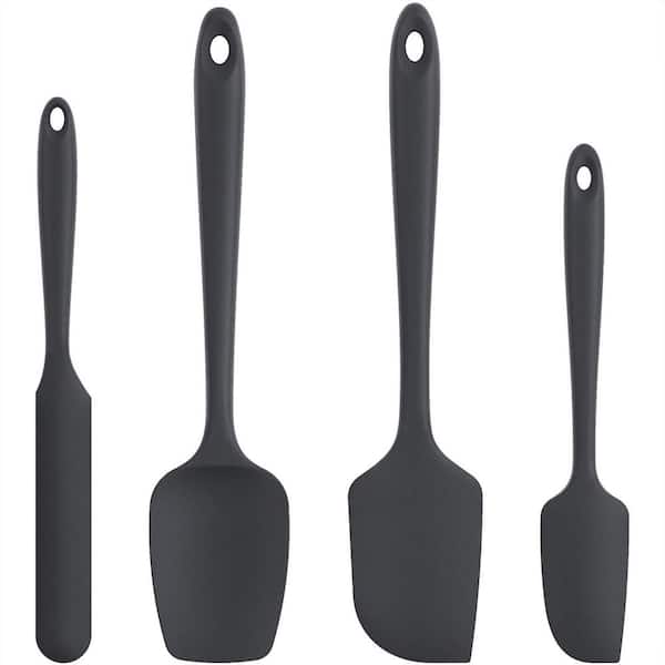 Black Silicone Spatula Set with 600 Degrees Fahrenheit Heat Resistant for Food to Stuck in, Dishwasher Safe