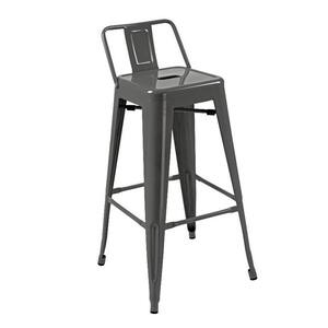 31 in. Gray Low Back Metal Bar Stool with Metal Seat