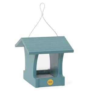 Small Hopper Bird Feeder in Blue Recycled Plastic