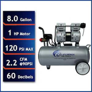 8.0 Gal. 1.0 HP Aluminum Air Tank Ultra-Quiet and Oil-Free Portable Electric Lightweight Air Compressor