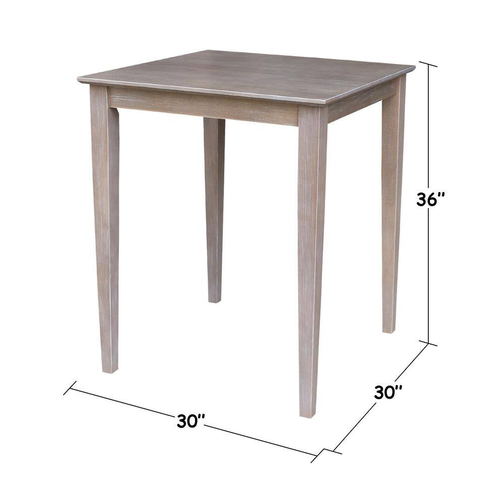Washed Gray Taupe Solid Wood Counter Height Dining Set with 2 Stools