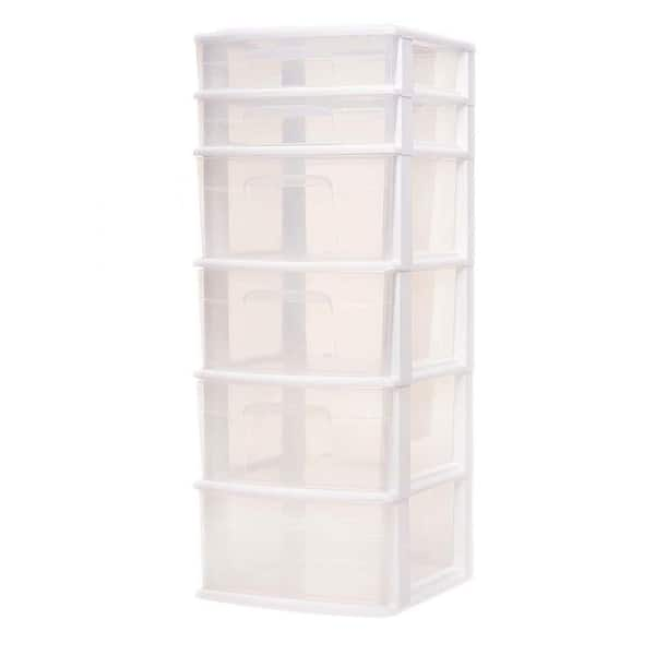 Homz Plastic 5 Clear Drawer Medium Home Storage Container Tower