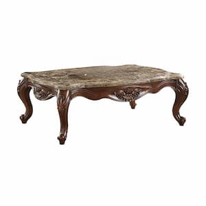 Mariana 58 in. Dark Brown Rectangle Marble Coffee Table