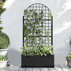 71 in. H Metal Black Arch Pots and Planter Raised Bed Box with Trellis for Vine Climbing Plants and Vegetable Flower