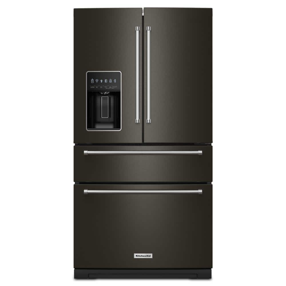 26.2 cu. ft. Standard Depth French Door Refrigerator in Black Stainless Steel with Platinum Interior