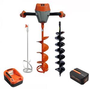 40-Volt Earth and Ice Auger Kit With 4 Ah Battery, Quick Charger, Earth Auger, Ice Blade and Paint Mixer