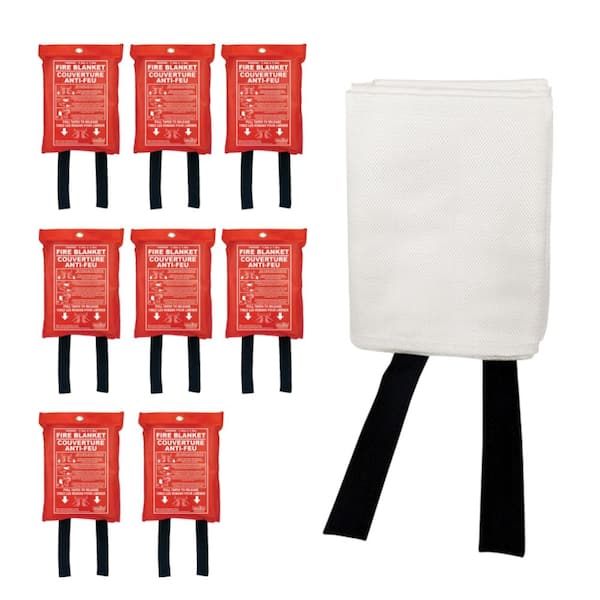 Wellco 70.8 in. x 70.8 in. Fiberglass Fire Blankets Emergency Heat Insulation And Flame Retardant Protection (8-Pack)