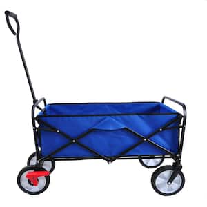 3.95 cu. ft. Blue Metal Folding Wagon Garden Cart Shopping Beach Cart