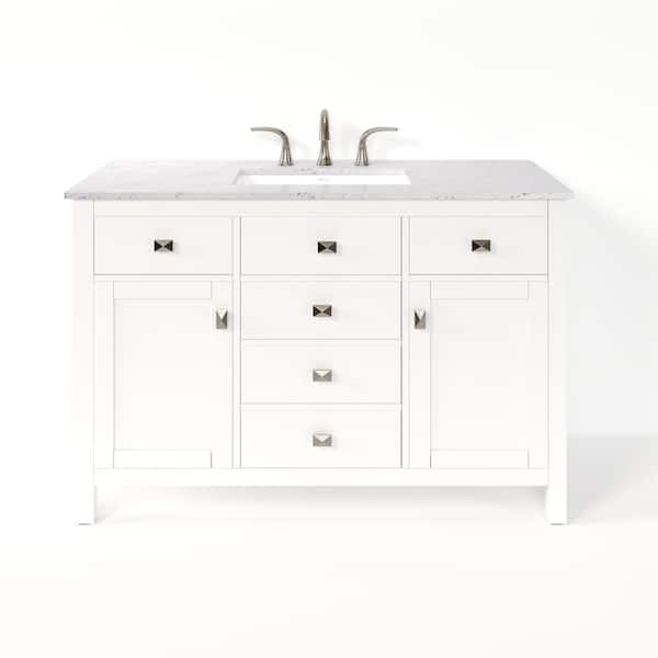 Eviva Artemis 48 in. Single Sink White Bath Vanity with White Engineered Stone Top (Assembled)