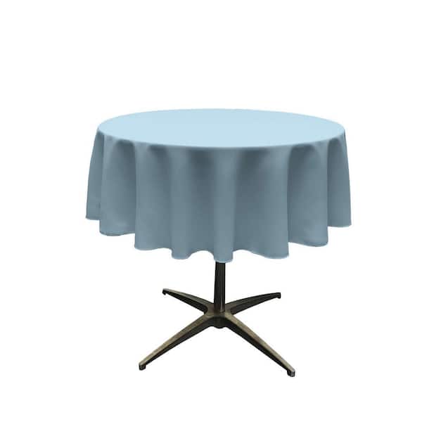 58 in. Round Light Blue Polyester Poplin Tablecloth