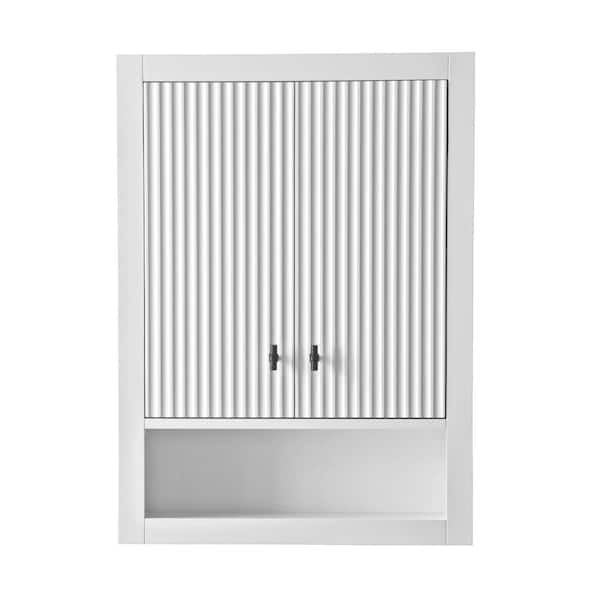 24 in. W x 8 in. D x 33 in. H Bathroom Storage Wall Cabinet in Linear White/MB