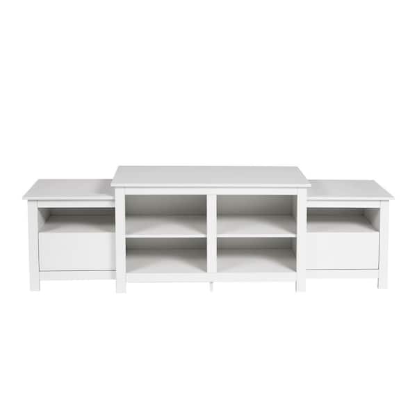 Spaco Modern white TV Stand Fits TVs 75 in. with Remote Control Lights