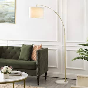 72 in. Gold Adjustable Arched Floor Lamp with White Marble Base