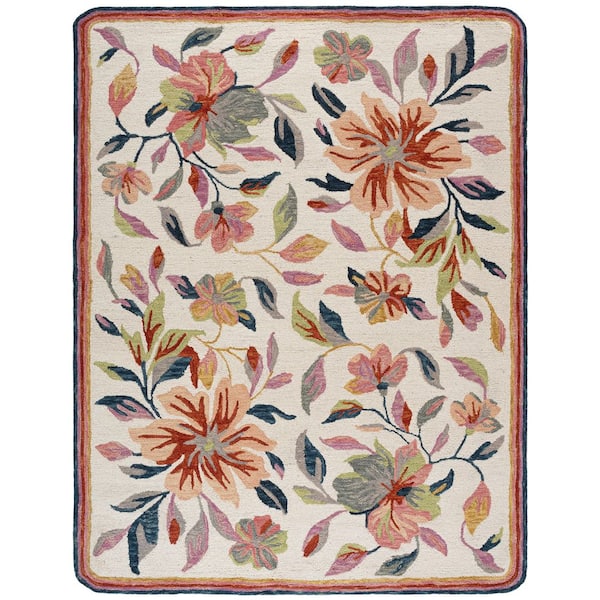 Jardin 8 ft. x 10 ft. Ivory/Rust Scalloped-botanical Area Rug