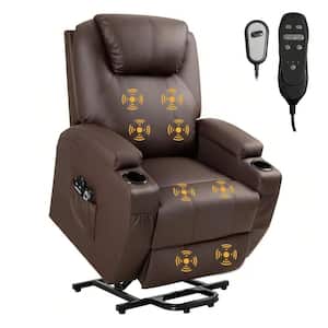 Brown Leather Standard (No Motion) Recliner with Power Lift