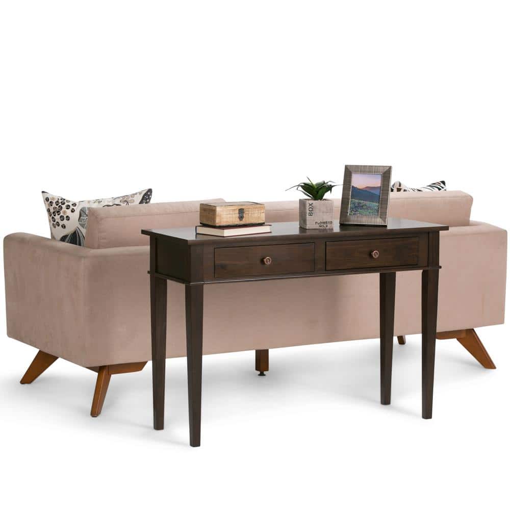 Carlton Dark Tobacco Solid Pine Console Table with Storage