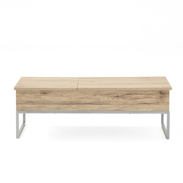 Noble House 48 in. Stained Sandy Brown Large Rectangle Faux Wood Coffee Table with Lift Top