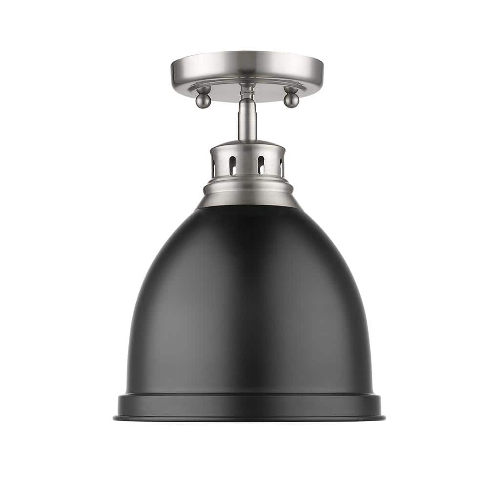 Matte Black and Silver Transitional Flush Mount Light