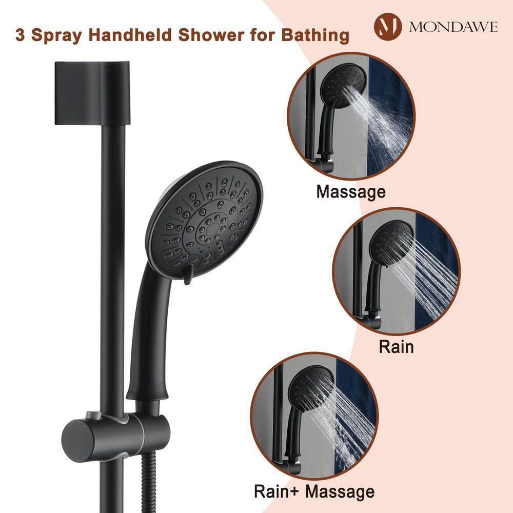 Matte Black Adjustable Multi-Head Rain Shower System with Handheld