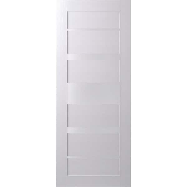 Belldinni 30 in. x 80 in. Kina Bianco Noble Finished Frosted Glass 5 Lite Solid Core Wood Composite Interior Door Slab No Bore