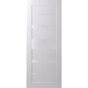 36 in. x 80 in. Kina Bianco Noble Finished Frosted Glass 5 Lite Solid Core Wood Composite Interior Door Slab No Bore