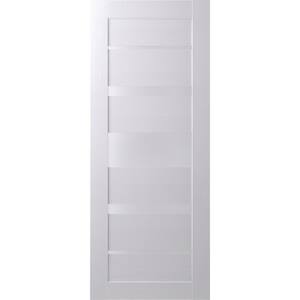 24 in. x 80 in. Kina Bianco Noble Finished Frosted Glass 5 Lite Solid Core Wood Composite Interior Door Slab No Bore