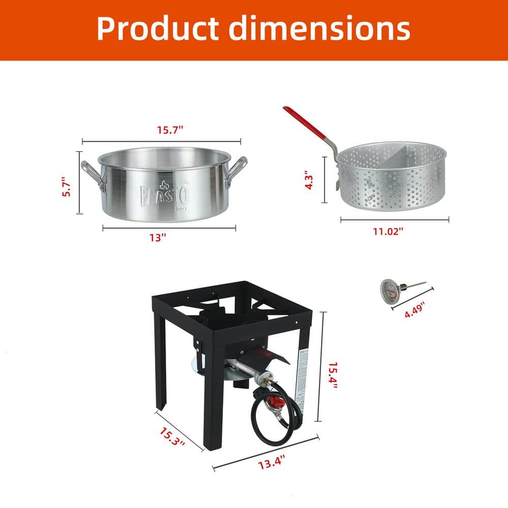 Feasto 10 Qt Silver Aluminum Outdoor Fish Fryer Kit