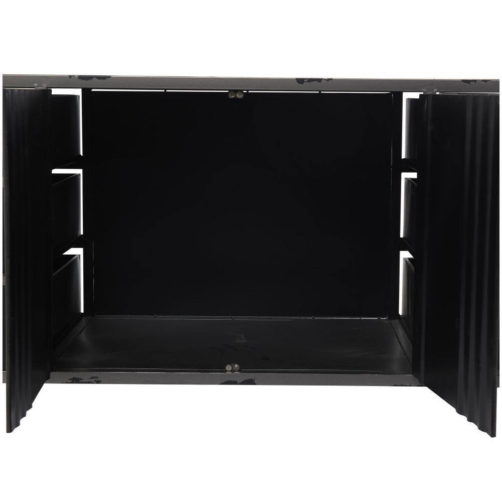 Gray Metal and Wood Industrial Sideboard with Numbered Drawers