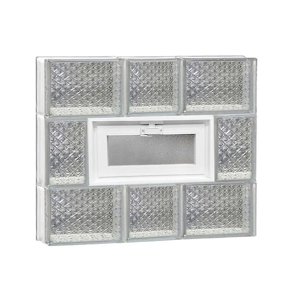Clearly Secure 21.25 in. x 19.25 in. x 3.125 in. Frameless Diamond Pattern Vented Glass Block Window