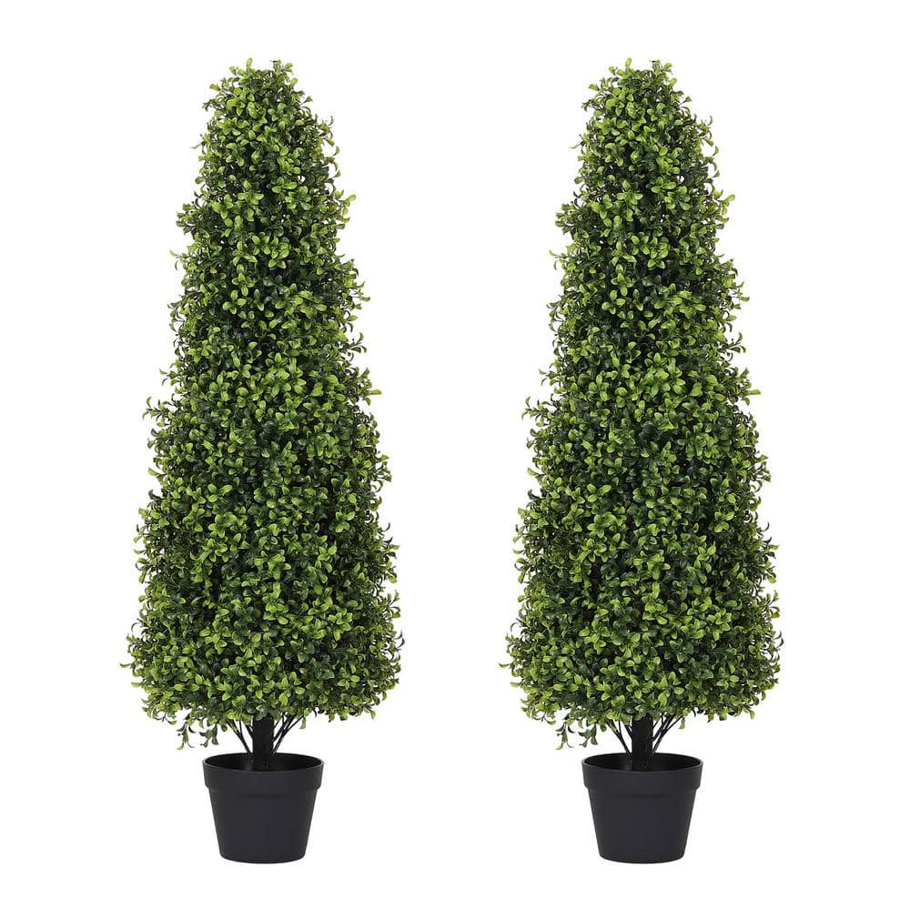 ◆フィッティング 彫刻 Pair BoxWood 4/4 poetree 4 ft. Artificial Boxwood Cone Topiary Tree in Pot 2