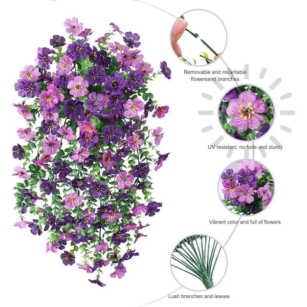 19.3 in. DarkPurple Purple Outdoor Artificial Daisy Flower 2-Pcs