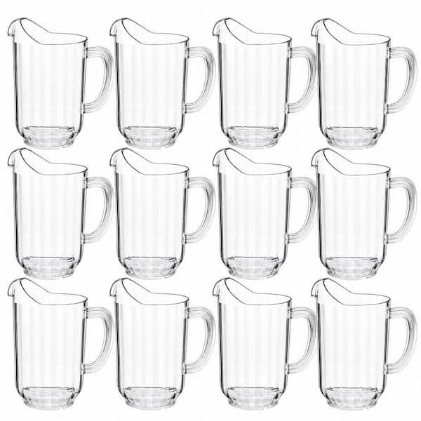 12 Pieces 60 fl. oz. Clear Plastic Pitchers, Large Water Drink Carafe for Milk, Tea, Juice and Beer, Ideal Restaurant