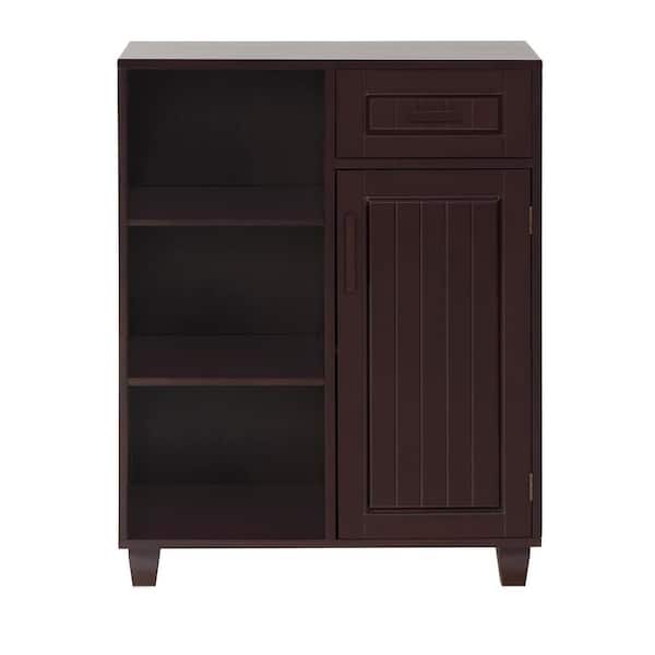 Teamson Home Catalina 26 in. W x 15.5 in. D x 34.3 in. H Mixed Storage Freestanding Wooden Floor Cabinet, Dark Brown/Espresso
