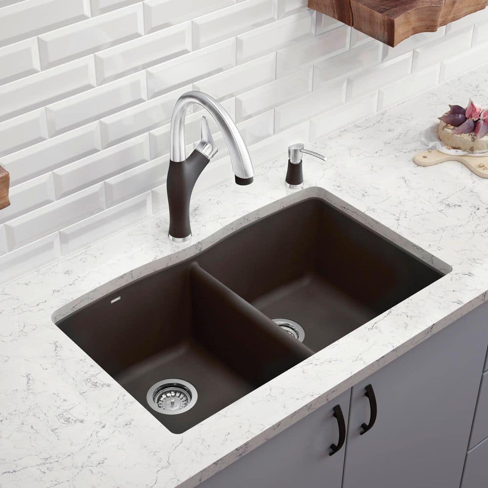 Cinder Gray Granite Double Bowl Drop-In Kitchen Sink
