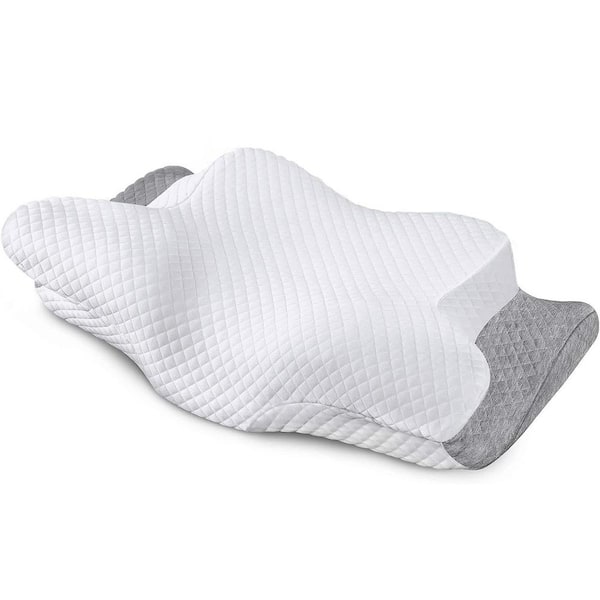 Unbranded Adjustable Cervical Memory Foam Pillow, White and Grey