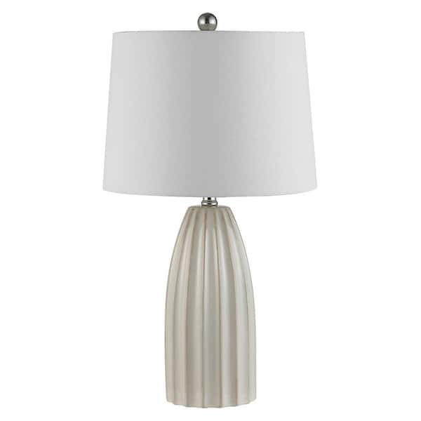 SAFAVIEH Kayden 25. 5 in. Ivory Table Lamp with White Shade