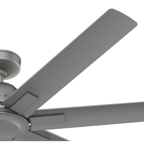 Hunter - Downtown 60 in. 6-Speed Ceiling Fan in Matte Silver with Wall Control For Patios or Bedrooms