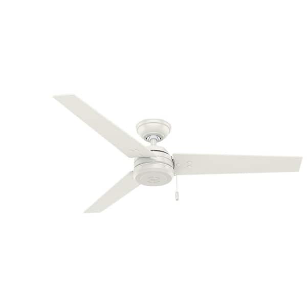 Hunter Cassius 52 In Indoor Outdoor Fresh White Ceiling Fan 59263 The Home Depot - Home Depot Indoor Ceiling Fans Without Lights