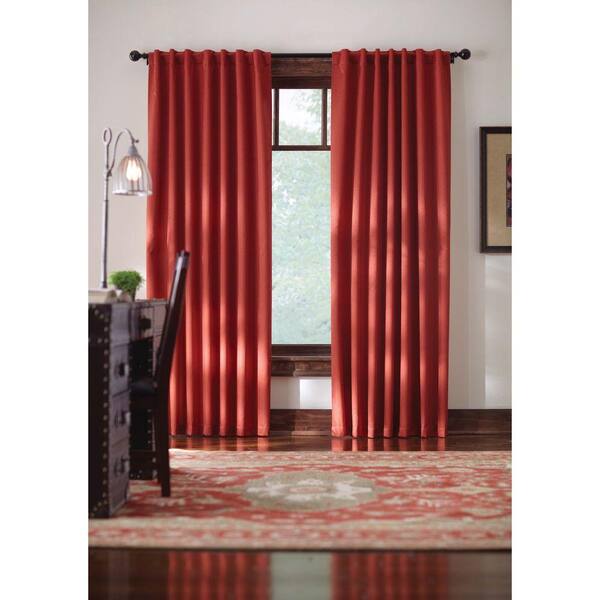 Home Decorators Collection Semi-Opaque Terracotta Monaco Thermal Foam Backed Lined Back Tab Curtain - 52 in. W x 84 in. L